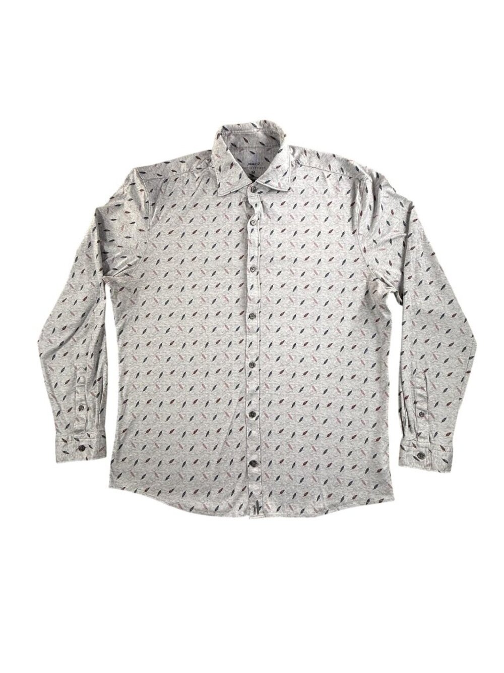 Johnnie-O Shirt Mens Medium Gray Feather Button Up Long Sleeve Featherweight